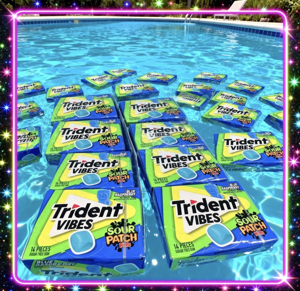 45x Packs Trident Vibes Sour Patch Kids Blue Raspberry Gum | 14 Sticks Per Pack