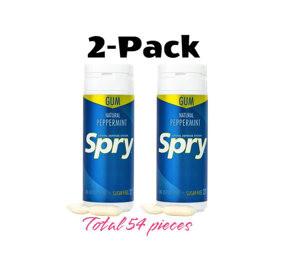 Xylitol Chewing Gum PEPPERMINT Xylitol, 2 Pack Sugar-Aspartame Free 54 Pcs Total