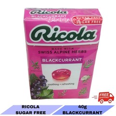6x 40g Ricola Swiss Alpine Herb Sugar Free Blackcurrant Soothing Refreshment