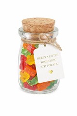 Mini Glass Jar Candy Favors w/ Thank You Tag – Wedding, Baby Shower, Party Gifts