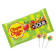 SOUR Lollipops, Variety Pack, Lemon, Strawbery & Apple Flavored, Individually Wr