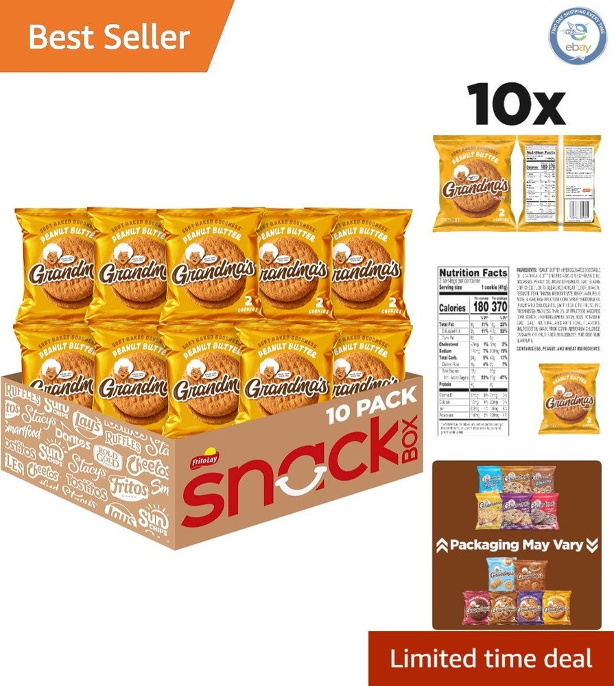 Grandma’s Big Peanut Butter Cookies – 10 Count Snack Pack for Sharing Delight