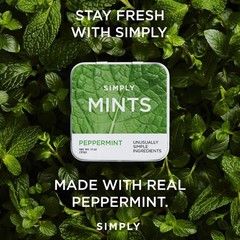 SIMPLY MINTS Natural Peppermint Breath Mints – 180 Count & Allergen-Free