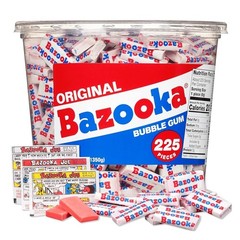 Bazooka Bubble Gum Bulk, 225 Count Tub of Chewing Gum Individually Wrapped