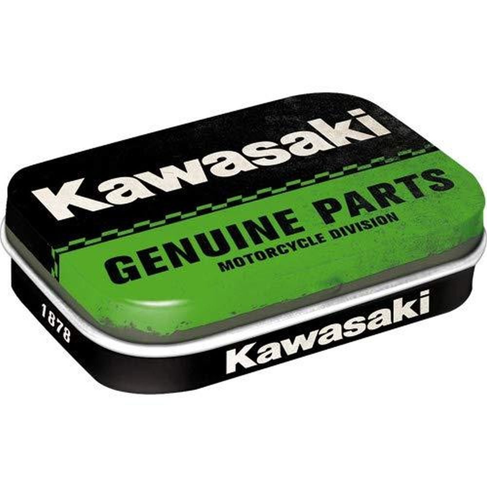 Nostalgic-Art – Retro Tin Pill Box with Mint Candy – Kawasaki Genuine Parts