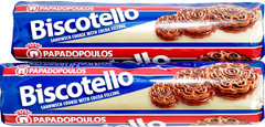 Papadopoulos Greek Sandwich Cookies with Cocoa Filling, 2 Pack. Authentic Europe
