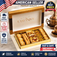 Istanbul Baklava Gift Box Assorted Turkish Pastry Mixed Nuts Dessert Gourmet Tre