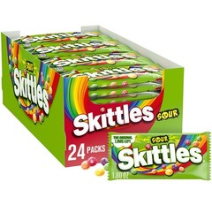 SKITTLES Sours Individually Wrapped Full Size Chewy Candy Packs, 24 Ct Bulk Box✅