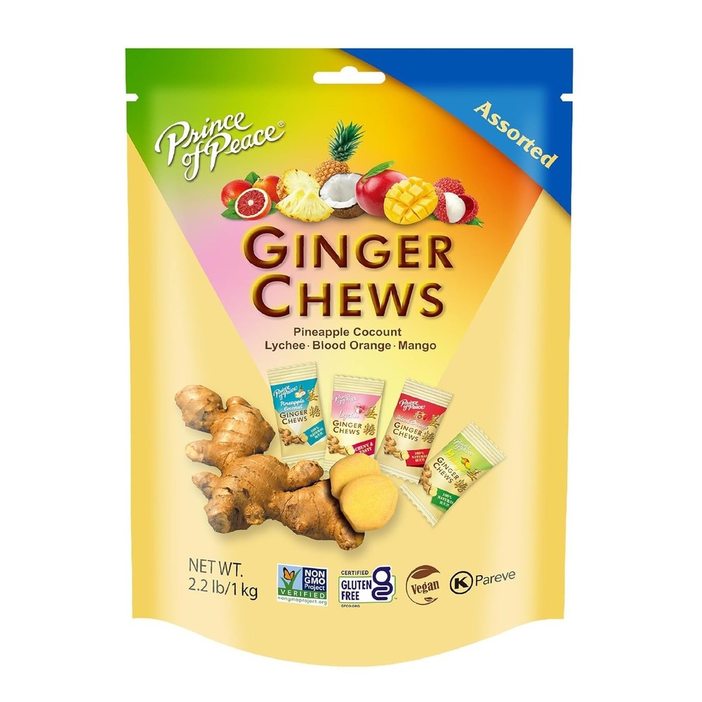 Ginger Chews Assorted Flavors, 2.2 Lb. (Mango, Blood Orange, Pineapple Coconut,