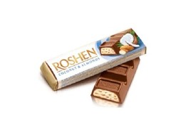 Package Ukrainian Roshen Milk Chocolate Coconut Almond Sweet Candy Bar 38gx30pcs