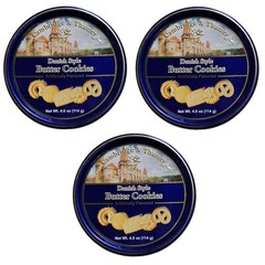 Danish Butter Style Butter Cookies 4 Oz. Mini Gift Tin 3 Pack Gift Idea