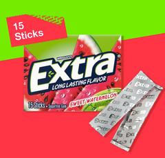 Extra (Watermelon) Bubble Gum Sugarfree, 35-Stick Pack – 6 Pack