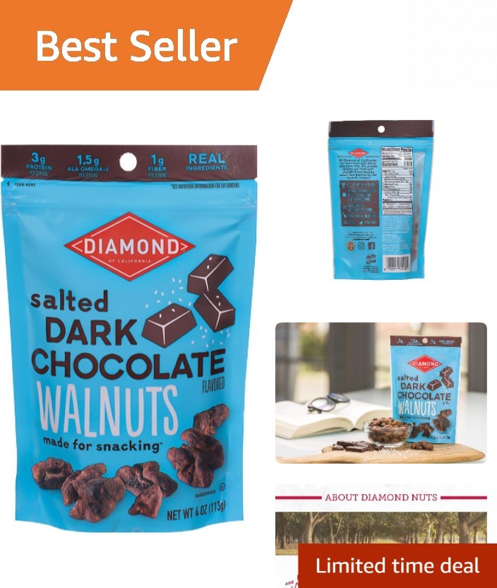 4 oz Diamond of California Dark Chocolate Walnuts – Deliciously Nutritious Snack