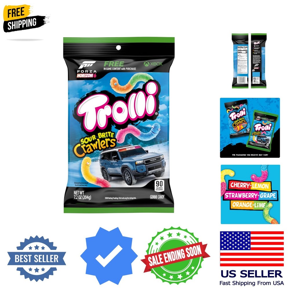 Sour Brite Crawlers Candy, Cherry-Lemon, Strawberry-Grape & Orange-Lime, Swee…