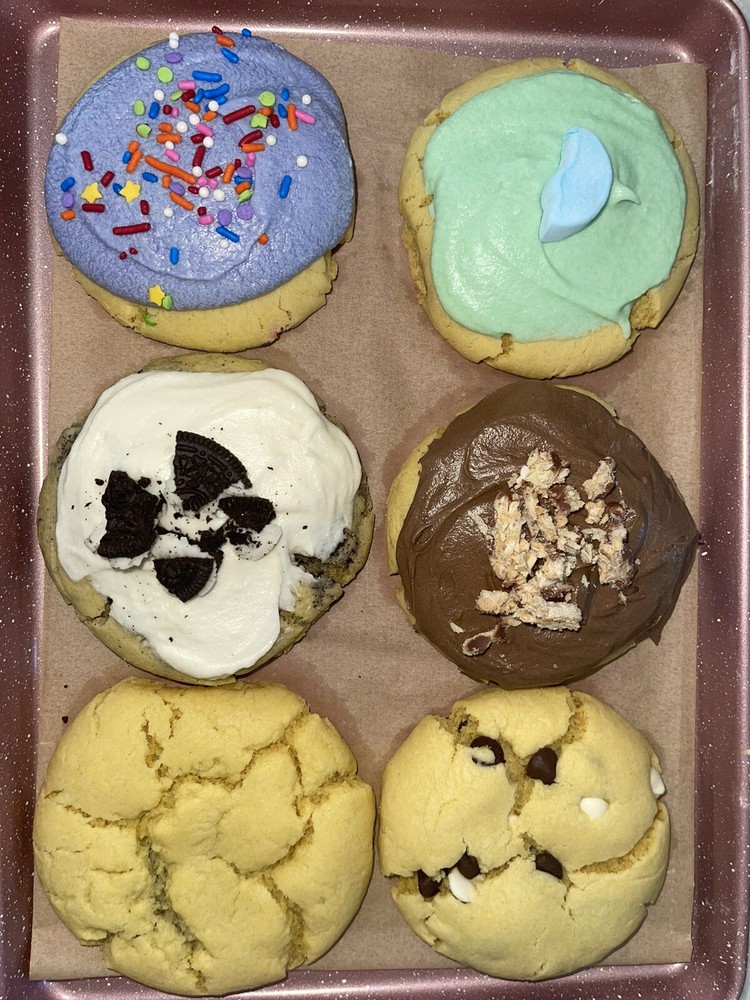 1 Dozen Large Assorted Gourmet Cookies 4 inch by 1/2 thick Made To Order