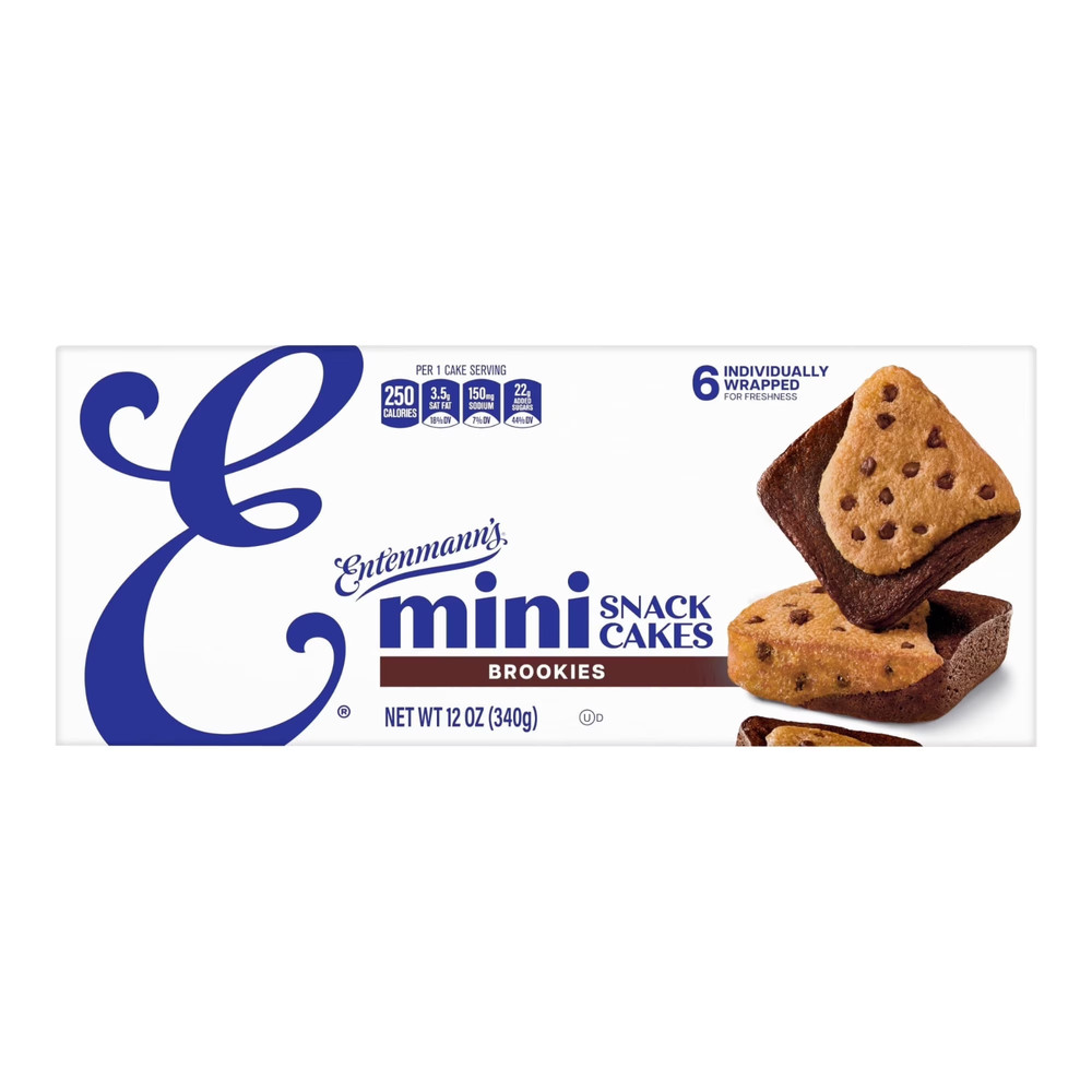 1 Box Entenmann’s Mini Snack Cakes Brookie Mini Snack Cakes Chocolate Chip