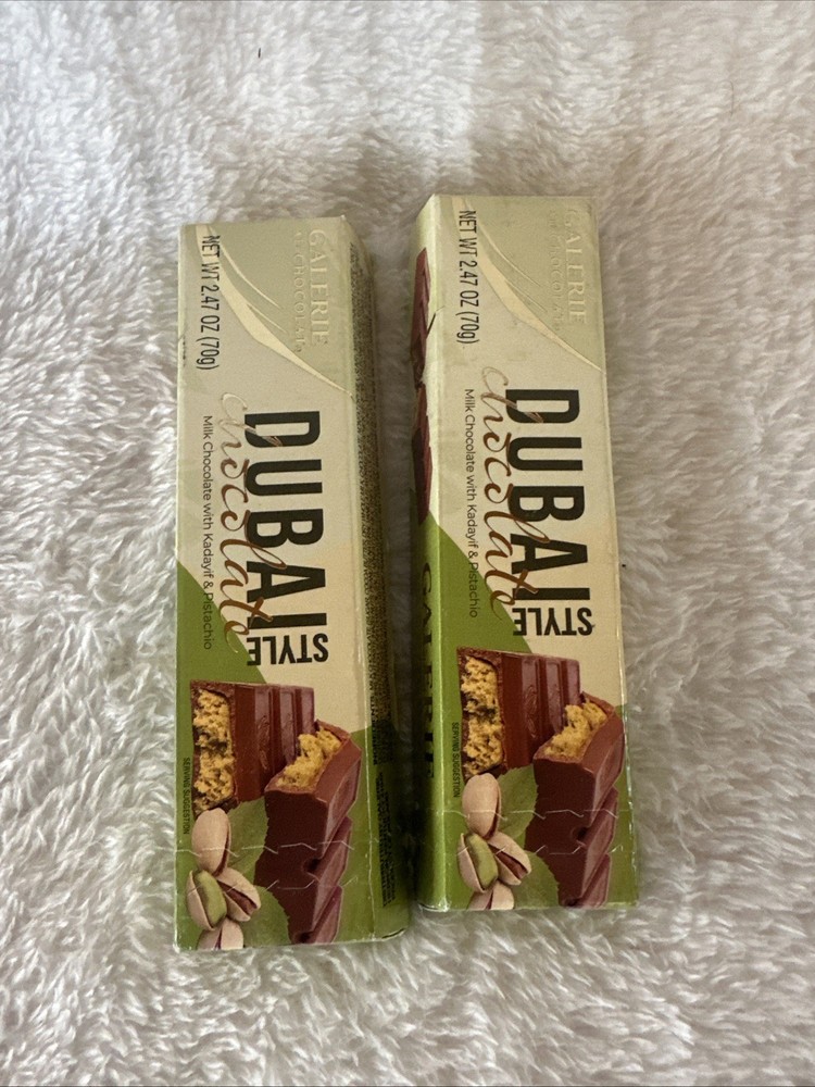 (2) Galerie Dubai Style Chocolate Bar with Kadayif & Pistachio 2.47 oz