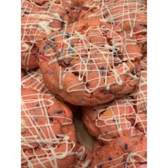 Strawberry Cookies Pink Dozen Confetti Sprinkles White Drizzle Crumble Homemade