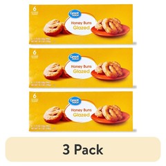 (3 pack) Great value Glazed Honey buns 10.5 Oz 6 count Each….