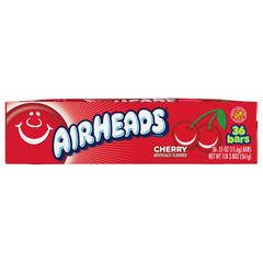 Airheads Candy Individually Wrapped Regular Size Bars (.55 oz), Cherry, Nut Free