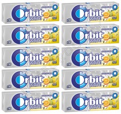 10 x WRIGLEY’S ORBIT WHITE FRUIT Flavor Sugarfree Chewing Gum 14g 0.49oz