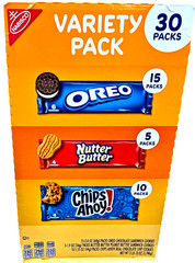 Nabisco Cookie Variety Pack with Oreo Chips Ahoy Nutter Butter 30 Packs