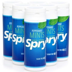 Spry Xylitol Peppermint Sugar Free Candy – 45 Count (Pack of 6), White