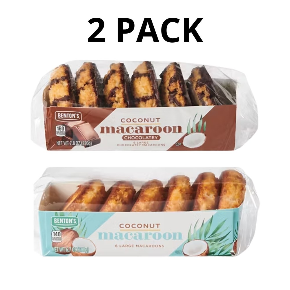 Benton’s Coconut, 6.7 oz and Chocolate, 7.8 oz Macaroons – 2 Pack
