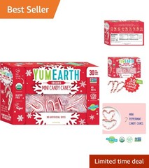 Organic Peppermint Holiday Mini Candy Canes, 30 Count – & Allergy-Friendly