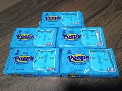 PEEPS BUNNY Lot of 5 Boxes BLUE Marshmallow 1.5 oz 4 BUNNIES Each 20 Total