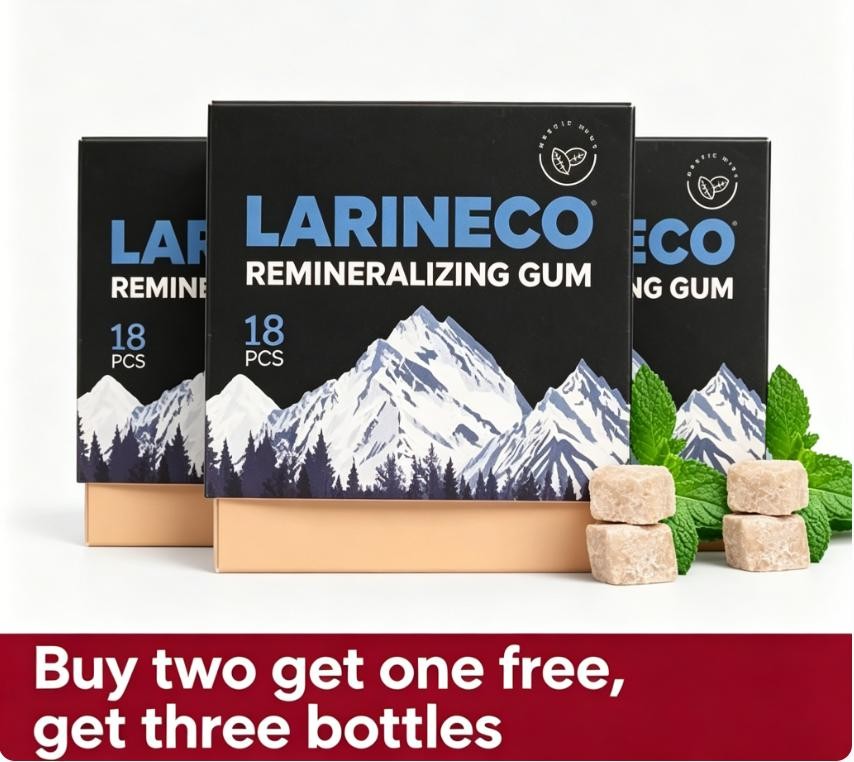 3 packs Larineco Remineralizing Gum with Nano Hydroxyapatite Xylitol Mastic Mint