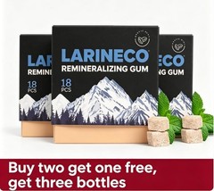 3 packs Larineco Remineralizing Gum with Nano Hydroxyapatite Xylitol Mastic Mint