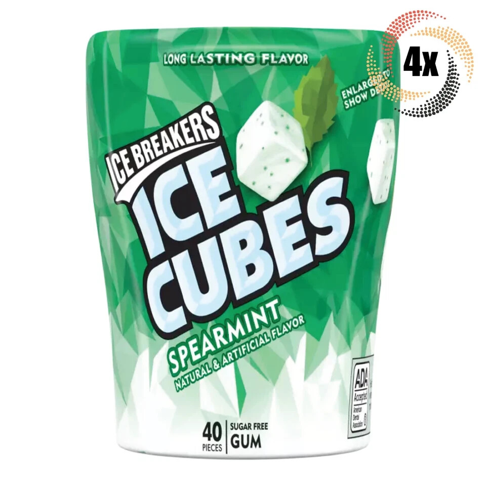 4x Bottles Ice Breakers Spearmint Flavor Ice Cubes – 40 Pieces Per Bottle