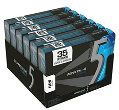 5 GUM Sugar Free Chewing Gum, Peppermint Cobalt, 35-stick pack (6 packs)
