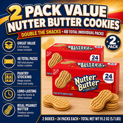2 Pack Nutter Butter Sandwich Cookies, 1.9 oz, 24-count