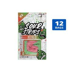 12x Bags Sour Strips New Watermelon Flavor Candy – 3.4oz