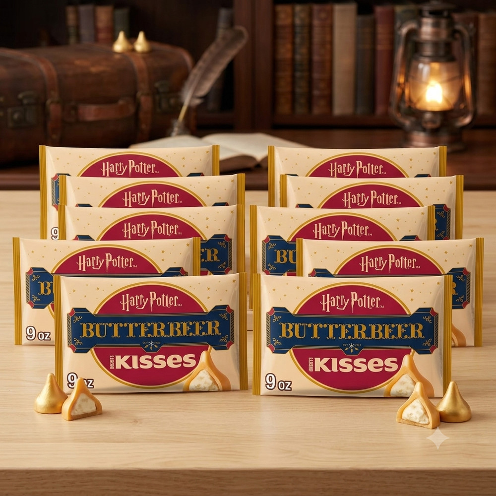 10 BAGS! 9 oz Hershey’s Kisses Butterbeer Harry Potter Chocolate BB 1/27