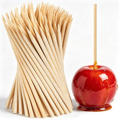Bamboo Candy Apple Sticks, 100Pcs Semi Pointed Candy Caramel Lollipop Sticks, Na