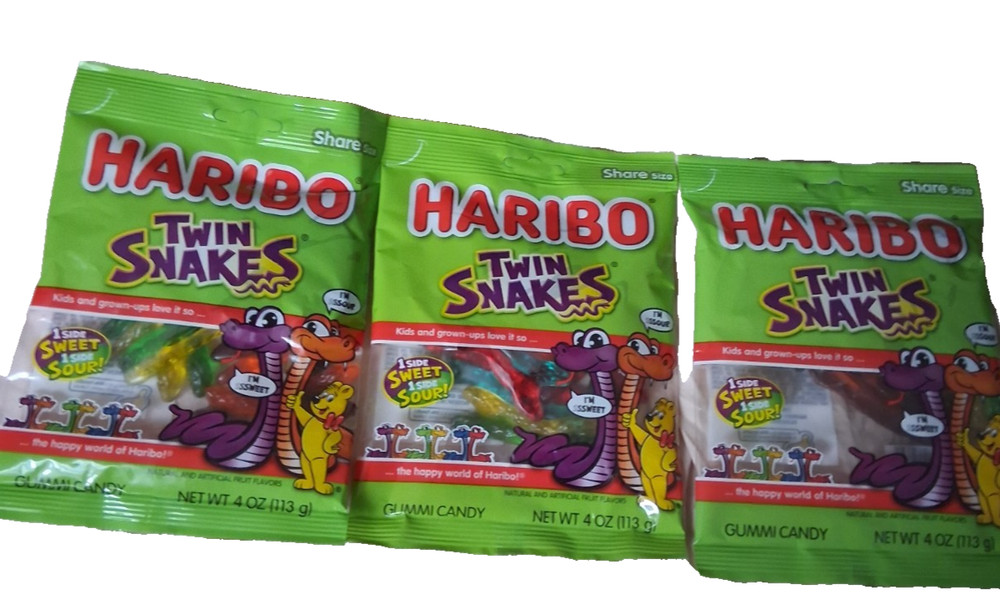 Haribo Twin Snakes Gummy Candy 3 4 oz bags