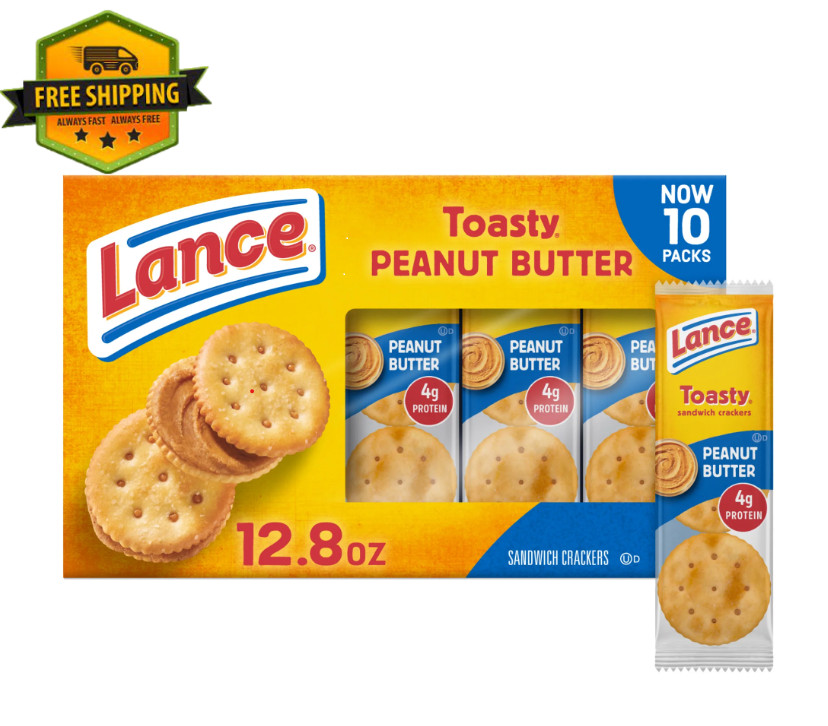 Lance Sandwich Cookies with Toasted Peanut Butter, 10 Packs, 6 Sandwiches Each