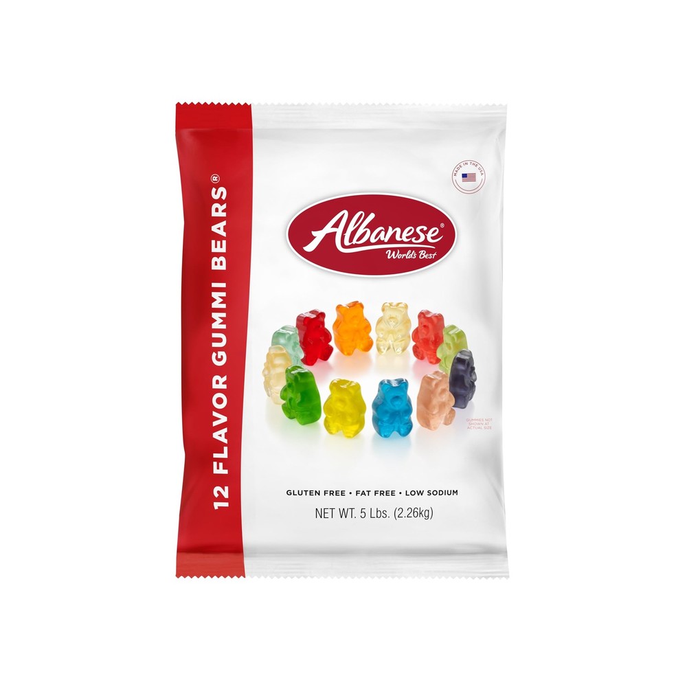 Candy, 12 Flavor Gummi Bears, 5 Pound Bag