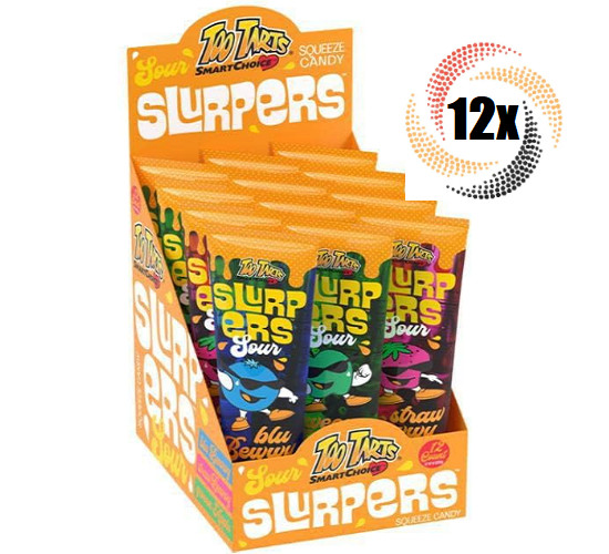 Too Tarts Sour Slurpers Candy, 4 Ounce Tubes – 12 Count Pack