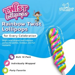 Rainbow Twist Lollipops Swirl 18 PCS- Individually Wrapped Bulk Lolipop Candy…