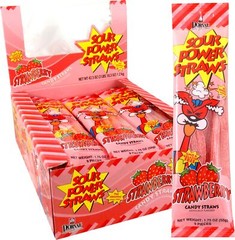 Sour Power Candy Straws, Strawberry Straws (Pack of 24), 1.75 Ounce 24 Count