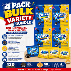 4 Pack Oreo Mini Sandwich Cookies, Variety Pack, 1.5 oz, 30-count