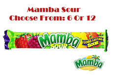 Mamba Sour Fruit Chews Candy, 18 Piece – 2.8 oz. (Choose From: 6 Or 12 Bars)