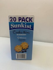 One Box SUNKIST Cookie Thins Blueberry 100 Calories -20-0.74oz
