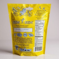 Gem Gem Chewy Ginger Candy Lemon 1-5oz Bag | Natural Non GMO Ginger Treat