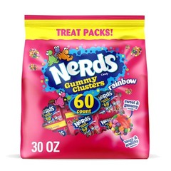 Gummy Clusters, Candy Treat Packs, Rainbow, Crunchy and Gummy, 30 oz 60 ct