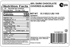 Crunchy Dark Chocolate Covered Almonds, 35.2 oz